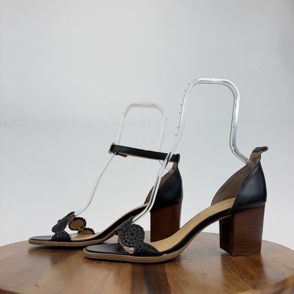 New Womens Jack Rogers Lauren Black Ankle Strap Block Heeled Sandals Size 10 M - Picture 2 of 8
